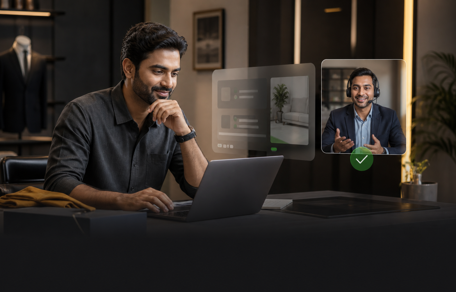 Customer receiving immediate qualified help through a business website